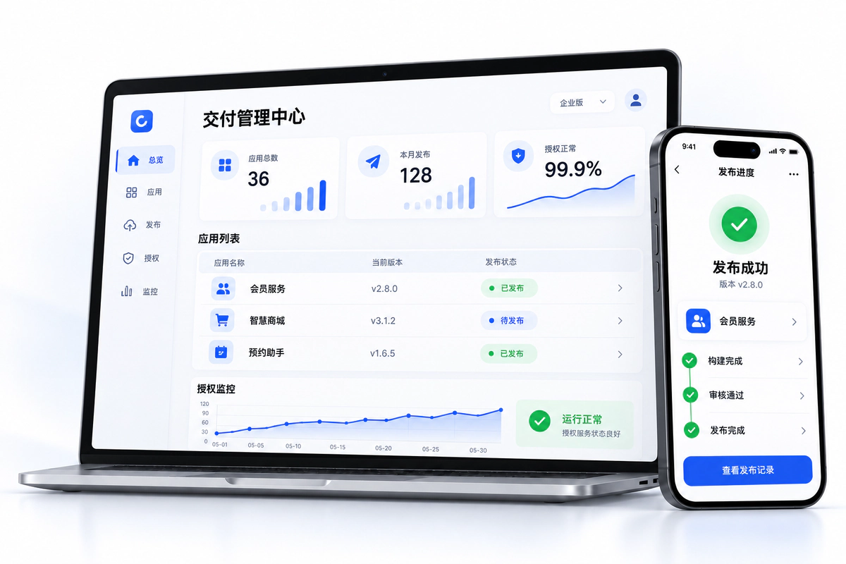 小程序发布与软件授权系统，示意图