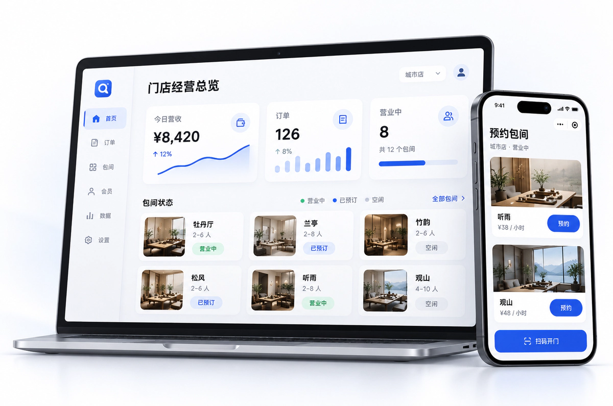 共享空间预约与经营系统，示意图