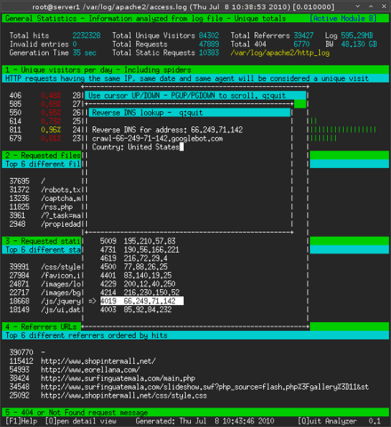 GoAccess 0.9 发布 Apache日志统计
