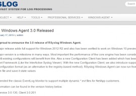 RSyslog Windows Agent 3.0 发布 