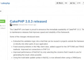 CakePHP 3.0.3 发布 PHP 开发框架 